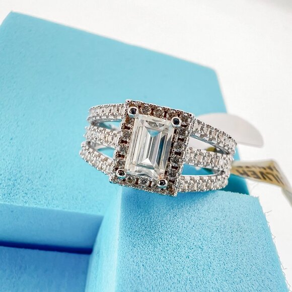 925 Sterling Sliver Moissanite Wedding/Engagement Ring, 1.0ctw VVS Stones Hip Ho - Picture 5 of 6